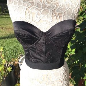Lace satin black bustier